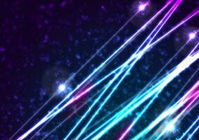 Blau lila Neon- Laser- Linien und Bokeh Beleuchtung abstrakt Hintergrund vektor