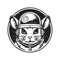 Chinchilla sci fi, Jahrgang Logo Linie Kunst Konzept schwarz und Weiß Farbe, Hand gezeichnet Illustration vektor