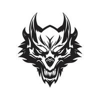 Wolf Maskottchen, Jahrgang Logo Linie Kunst Konzept schwarz und Weiß Farbe, Hand gezeichnet Illustration vektor