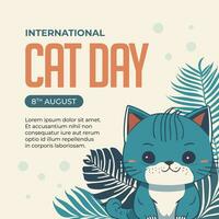 Hand gezeichnet International Katze Tag Illustration vektor