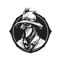 tupp soldat, årgång logotyp linje konst begrepp svart och vit Färg, hand dragen illustration vektor