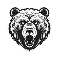 Grizzly Bär Maskottchen, Jahrgang Logo Linie Kunst Konzept schwarz und Weiß Farbe, Hand gezeichnet Illustration vektor