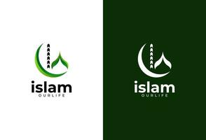 islamic logotyp, lära sig logotyp, moské logotyp design, enkel moské ikon vektor illustration