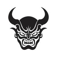 hannya mask enkel, årgång logotyp linje konst begrepp svart och vit Färg, hand dragen illustration vektor