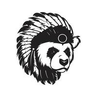 Panda indisch, Jahrgang Logo Linie Kunst Konzept schwarz und Weiß Farbe, Hand gezeichnet Illustration vektor
