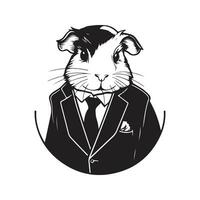 guinea gris bär kostym, årgång logotyp linje konst begrepp svart och vit Färg, hand dragen illustration vektor