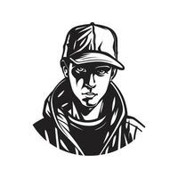städtisch Bürger Person, Jahrgang Logo Linie Kunst Konzept schwarz und Weiß Farbe, Hand gezeichnet Illustration vektor