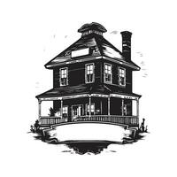 kaffe hus, årgång logotyp linje konst begrepp svart och vit Färg, hand dragen illustration vektor