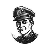 polis, årgång logotyp linje konst begrepp svart och vit Färg, hand dragen illustration vektor