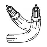 fiberoptisk ikon. doodle handritad eller dispositionsikon stil vektor