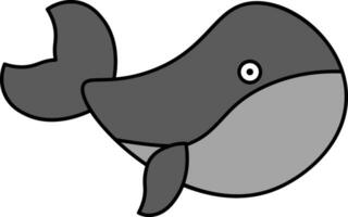 tecknad serie val fisk ikon i grå Färg. vektor