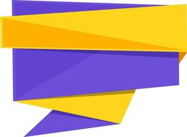 papper origami stil band i lila och gul Färg. vektor