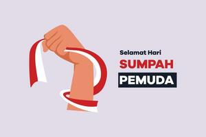 Selamat Hari sumpa Pemuda. Übersetzung glücklich indonesisch Jugend versprechen. farbig eben Vektor Illustration isoliert.