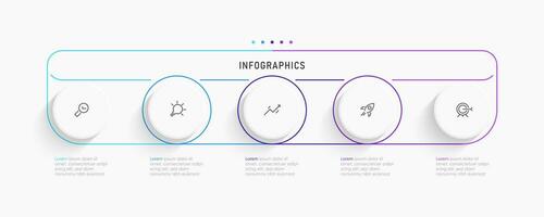 Vektor-Infografik-Etikettendesign-Vorlage mit Symbolen und 5 Optionen oder Schritten. kann für Prozessdiagramme, Präsentationen, Workflow-Layouts, Banner, Flussdiagramme und Infografiken verwendet werden. vektor