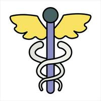 Caduceus Farbe Symbol Design Stil vektor