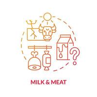 Gradient Milch und Fleisch Symbol Darstellen Hitzeflation Konzept, isoliert Vektor, dünn Linie Illustration von global Erwärmen Auswirkung. vektor