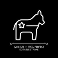 2d Pixel perfekt Weiß linear demokratisch Party Symbol, isoliert Vektor Illustration von politisch Party Logo zum dunkel Modus.