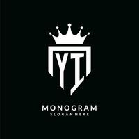 Brief yi Logo Monogramm Emblem Stil mit Krone gestalten Design Vorlage vektor