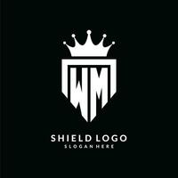 brev wm logotyp monogram emblem stil med krona form design mall vektor