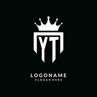 Brief yt Logo Monogramm Emblem Stil mit Krone gestalten Design Vorlage vektor