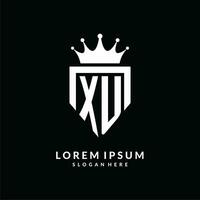 brev xu logotyp monogram emblem stil med krona form design mall vektor