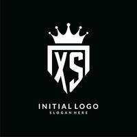 Brief xs Logo Monogramm Emblem Stil mit Krone gestalten Design Vorlage vektor