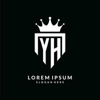 Brief yh Logo Monogramm Emblem Stil mit Krone gestalten Design Vorlage vektor