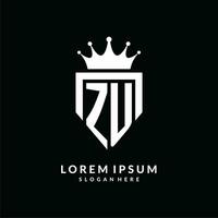 brev zu logotyp monogram emblem stil med krona form design mall vektor