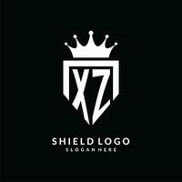 Brief xz Logo Monogramm Emblem Stil mit Krone gestalten Design Vorlage vektor