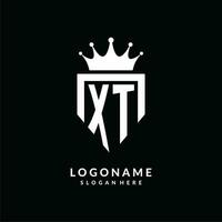 Brief xt Logo Monogramm Emblem Stil mit Krone gestalten Design Vorlage vektor