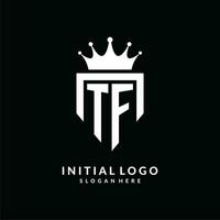 Brief tf Logo Monogramm Emblem Stil mit Krone gestalten Design Vorlage vektor