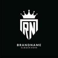 Brief rn Logo Monogramm Emblem Stil mit Krone gestalten Design Vorlage vektor