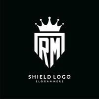Brief rm Logo Monogramm Emblem Stil mit Krone gestalten Design Vorlage vektor