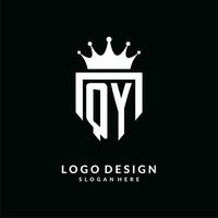 Brief qy Logo Monogramm Emblem Stil mit Krone gestalten Design Vorlage vektor