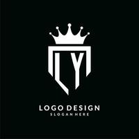 Brief ly Logo Monogramm Emblem Stil mit Krone gestalten Design Vorlage vektor