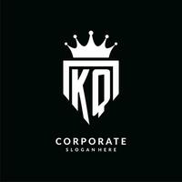 Brief kq Logo Monogramm Emblem Stil mit Krone gestalten Design Vorlage vektor