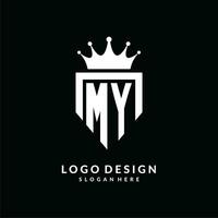 Brief meine Logo Monogramm Emblem Stil mit Krone gestalten Design Vorlage vektor