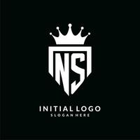 Brief ns Logo Monogramm Emblem Stil mit Krone gestalten Design Vorlage vektor