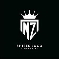 Brief mz Logo Monogramm Emblem Stil mit Krone gestalten Design Vorlage vektor