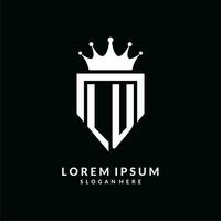 brev lu logotyp monogram emblem stil med krona form design mall vektor