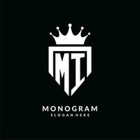 Brief mi Logo Monogramm Emblem Stil mit Krone gestalten Design Vorlage vektor