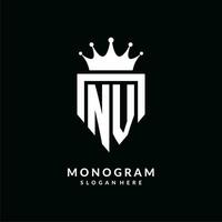 Brief nv Logo Monogramm Emblem Stil mit Krone gestalten Design Vorlage vektor