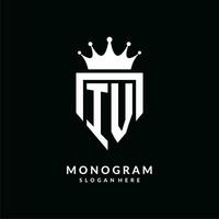 Brief iv Logo Monogramm Emblem Stil mit Krone gestalten Design Vorlage vektor