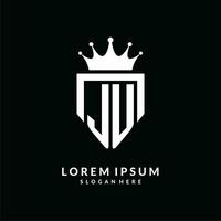 brev ju logotyp monogram emblem stil med krona form design mall vektor