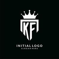 Brief kf Logo Monogramm Emblem Stil mit Krone gestalten Design Vorlage vektor