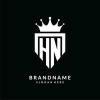 Brief hn Logo Monogramm Emblem Stil mit Krone gestalten Design Vorlage vektor