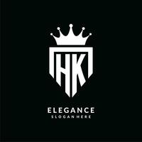 Brief hk Logo Monogramm Emblem Stil mit Krone gestalten Design Vorlage vektor