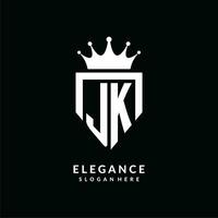 Brief jk Logo Monogramm Emblem Stil mit Krone gestalten Design Vorlage vektor