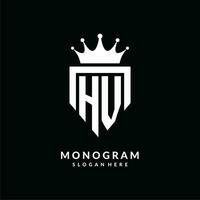 brev hv logotyp monogram emblem stil med krona form design mall vektor