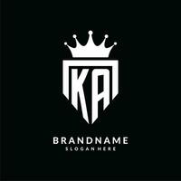 brev ka logotyp monogram emblem stil med krona form design mall vektor